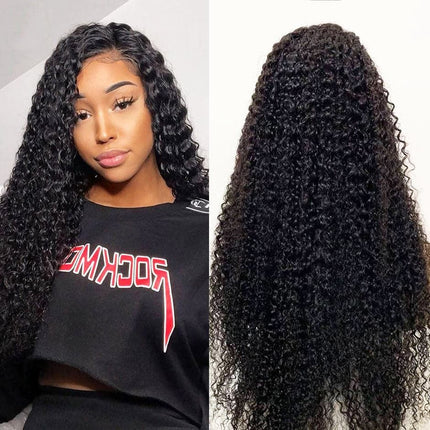 Kinky Curly Undetectable Invisible 5x5 Lace Glueless Frontal Lace Wig Real HD Lace-Aaliweya