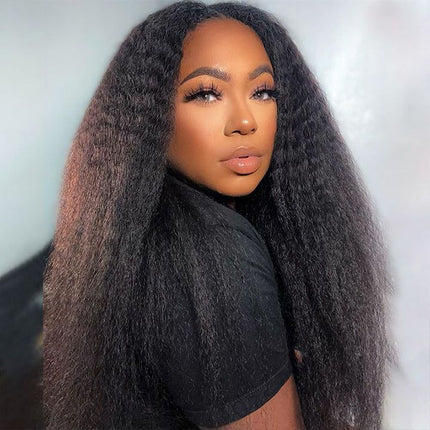 5x5 Preplucked Kinky Straight Natural Hairline HD Lace Closure Wig-Aaliweya
