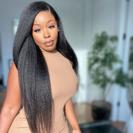 5x5 Preplucked Kinky Straight Natural Hairline HD Lace Closure Wig-Aaliweya