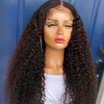 Jerry Curly Lace Wig 13x4 Front Invisible HD Lace Wig Natural Black Color-Aaliweya