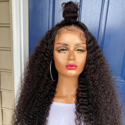 Jerry Curly Lace Wig 13x4 Front Invisible HD Lace Wig Natural Black Color-Aaliweya