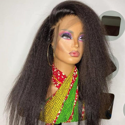 Glueless 13x4 HD Lace Frontal Wigs Kinky Straight Human Hair Wig-Aaliweya