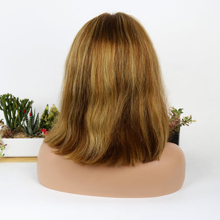 Short Highlight Straight Bob Wig 13*4/4*4 Human Hair Lace Front Bob Wigs-Aaliweya