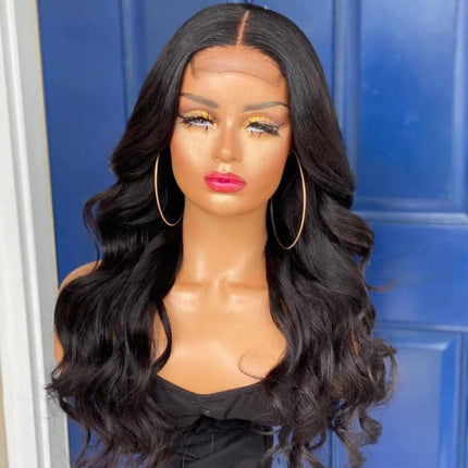 Body Wave Hair 4x4 Swiss HD Lace Closure Wigs Pre Plucked Natural Color-Aaliweya