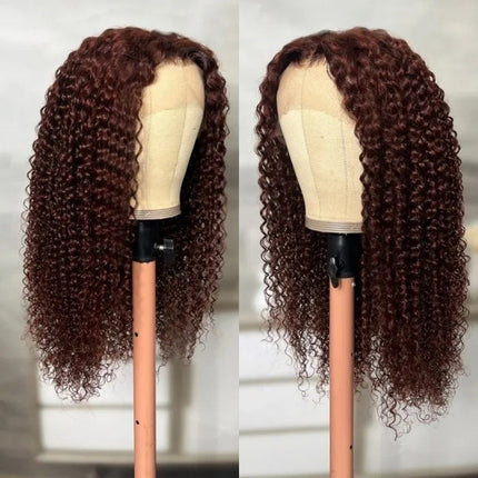 Reddish Brown #33 Kinky Curly 13x4 Lace Wig Frontal Wig For Women-Aaliweya