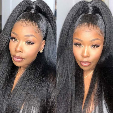 Glueless 13x4 HD Lace Frontal Wigs Kinky Straight Human Hair Wig-Aaliweya