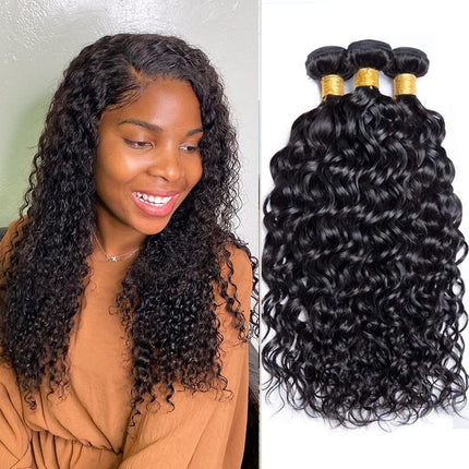 Water Wave Virgin Hair 3 Bundles Brazilian Human Hair Extension-Aliweya