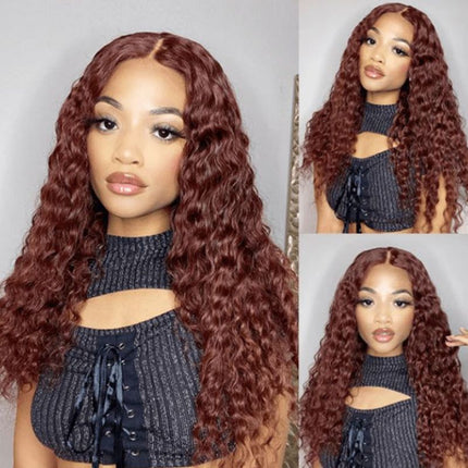 Reddish Brown #33 Deep Wave 13x4 Lace Wig Frontal Wig For Women-Aaliweya