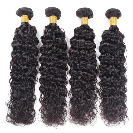 Natural Black Color Water Wave Hair Bundles 4Pcs-Aaliweya