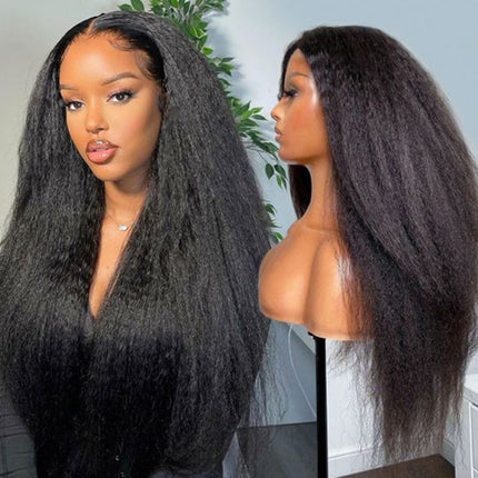 Glueless 13x4 HD Lace Frontal Wigs Kinky Straight Human Hair Wig-Aaliweya