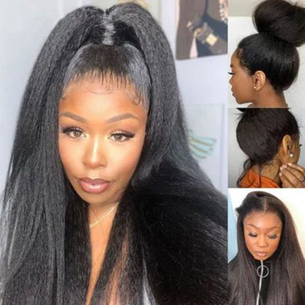 Glueless 13x4 HD Lace Frontal Wigs Kinky Straight Human Hair Wig-Aaliweya