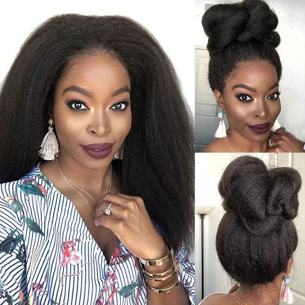 Glueless 13x4 HD Lace Frontal Wigs Kinky Straight Human Hair Wig-Aaliweya
