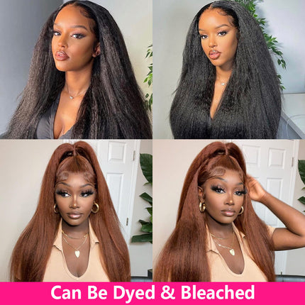 Glueless 13x4 HD Lace Frontal Wigs Kinky Straight Human Hair Wig-Aaliweya