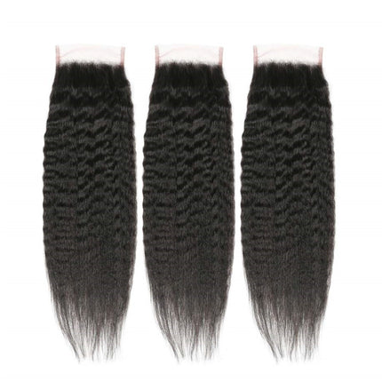 Kinky Straight 3 Bundles With 4x4 Lace Closure Virgin Human Hair-Aaliweya
