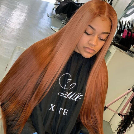 Ginger Brown #30 Silky Straight 13x4 Lace Wig Frontal Wig For Women-Aaliweya