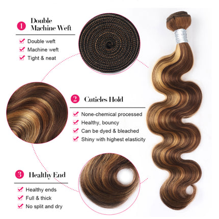 Highlight P4/27 Body Wave Hair 3 Bundles With 4x4 Lace Closure Unprocessed Human Virgin Hair-Aaliweya