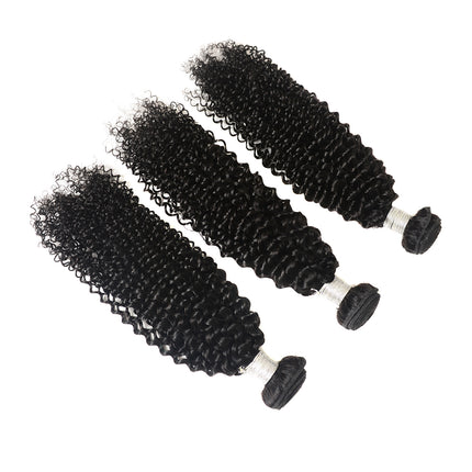 Human Hair Weaves 9A Kinky Curly Human Hair 3 Bundles For Black Women Natural Color-Aliweya