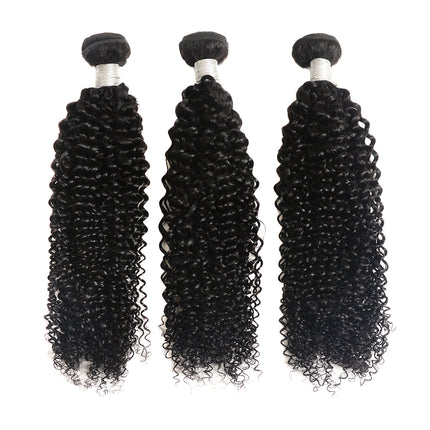 Human Hair Weaves 9A Kinky Curly Human Hair 3 Bundles For Black Women Natural Color-Aliweya