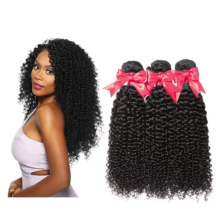 Human Hair Weaves 9A Kinky Curly Human Hair 3 Bundles For Black Women Natural Color-Aliweya
